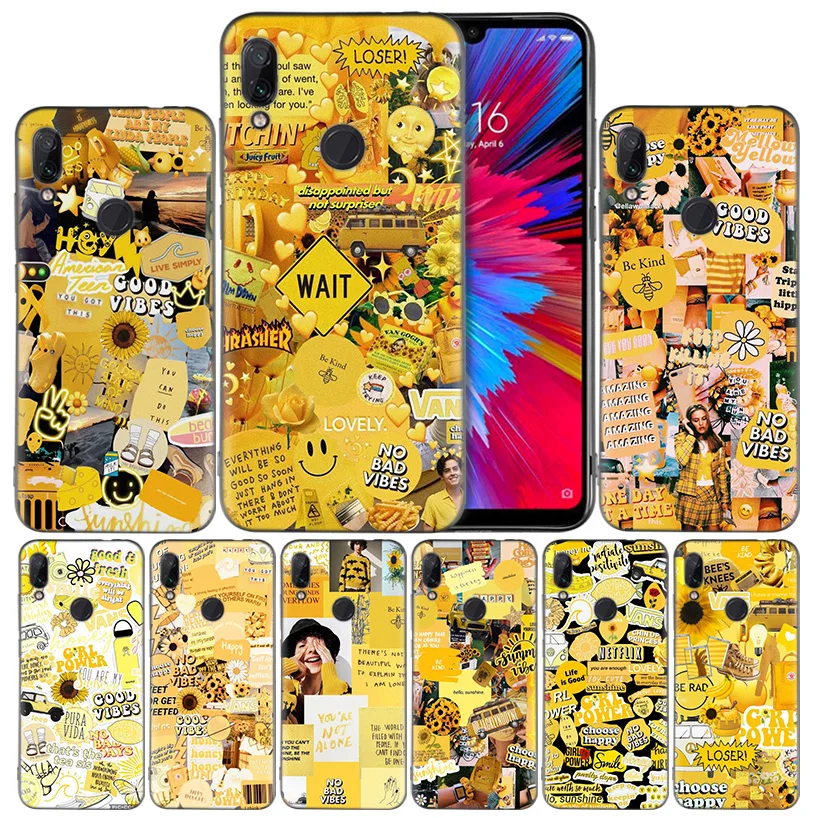 

yellow aesthetic Silicone Case Cover for Xiaomi Redmi Note 7 7A 7S K20 Y3 6 6A S2 GO 5X 6X Mi A1 A2 8 Play Lite Pro Poco F1