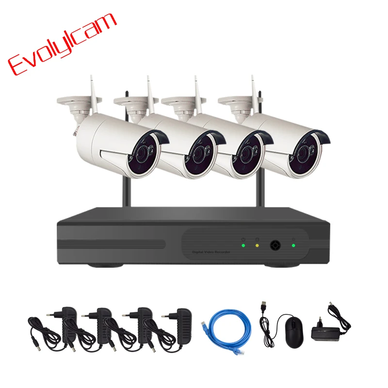 

Evolylcam Wireless CCTV System 2MP 1080P 4CH Record NVR Waterproof IP WiFi Security CCTV Camera System Video Surveillance Kit