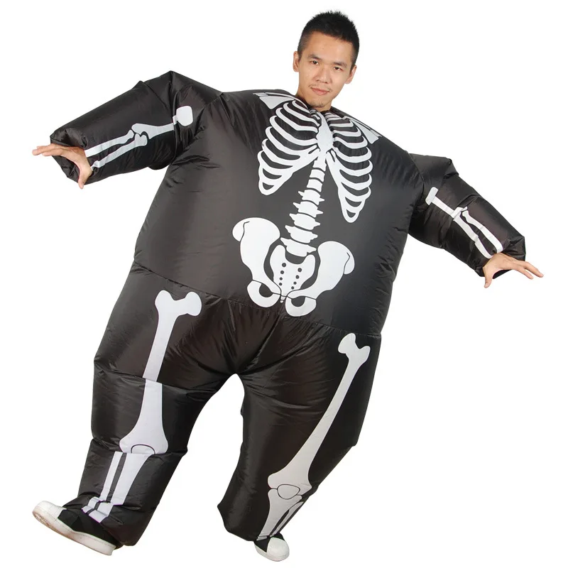 Жнец страшные Хэллоуин Скелет Череп надувные костюмы Иллюзия костюм взорвать костюм ужас Скелет 3D костюмы на Хэллоуин