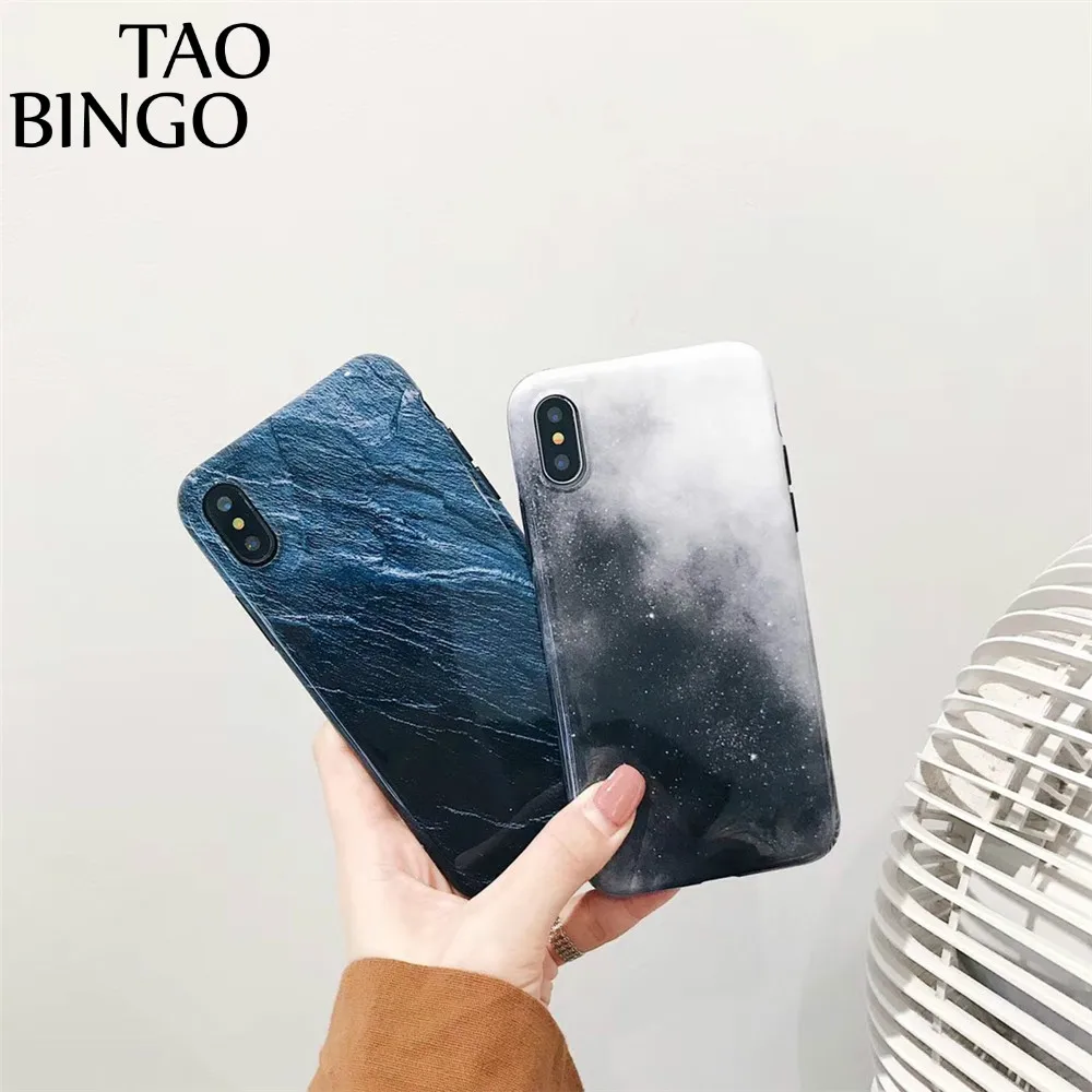 

For Iphone 7Case Luxury Art Oil Painting Marble Pattern Starry Sky Soft Silicone for Iphone X 6 6S 8 Plus Case Cover Shell Coque