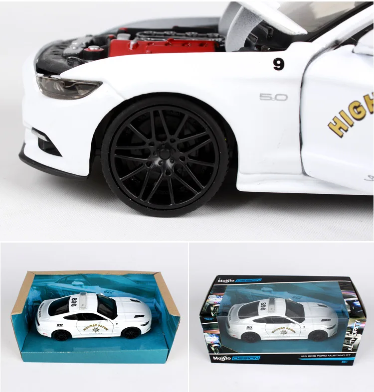 Maisto 1:24 Ford Mustang GT police car alloy authorized car model crafts decoration toy tools Collecting gifts