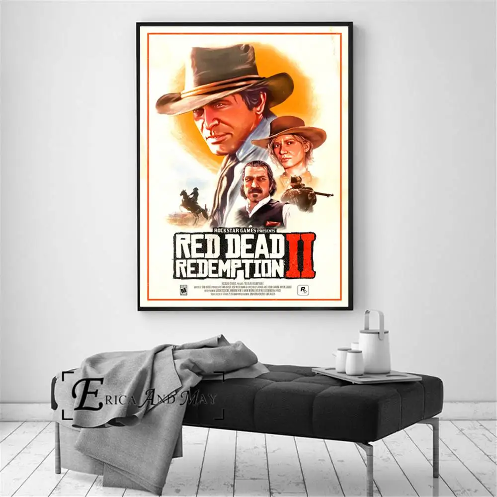 Red Dead Redemption 2 видео игры стены Искусство Холст Живопись Плакат для домашнего декора плакаты и принты без рамы декоративные картины - Цвет: 3