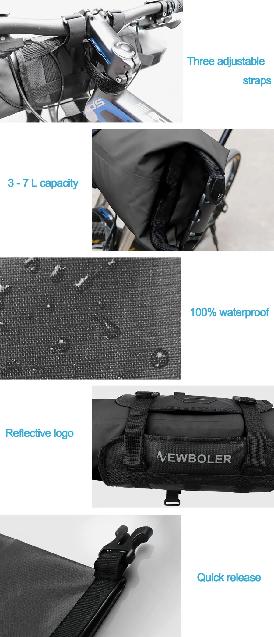 Discount NEWBOLER  Waterproof Bicycle Saddle Bag Large Bike Tail Seat Bags TPU  and Bike Handlebar Bag 22