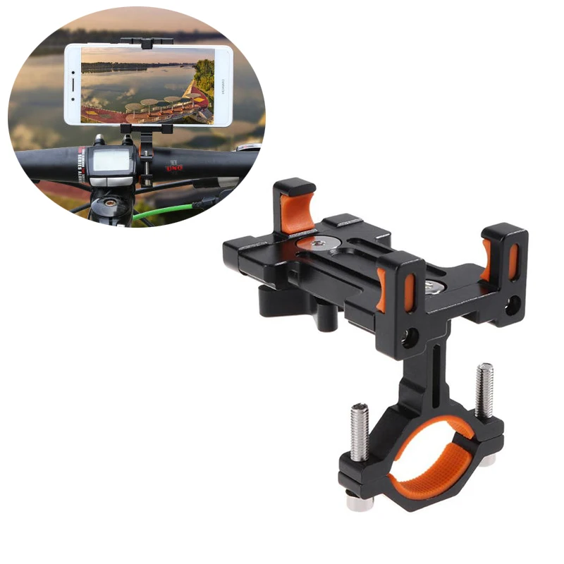 

Universal Aluminum Alloy Adjustable Cycling Phone Holder Anti-Slip Mount Bracket Handlebar Clip GPS Stand