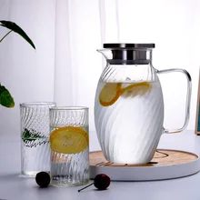 Высокая боросиликатная бутылка холодной воды Толстая термостойкая Взрывозащищенная стеклянная холодная вода графин для сока большой емкости набор