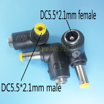 

10pcs/lo High Quality Brand New 2.1 x 5.5 mm female to 5.5 * 2.1 mm male AC DC Power charger plug bend connector Adapter Laptop