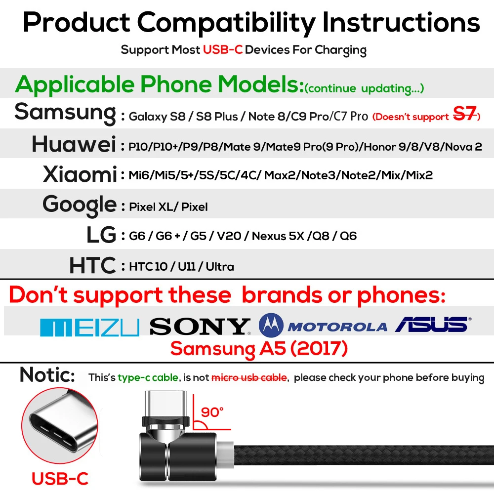 Adaptador USB, USB tipo C magnético Cable TOPK L-Line1 90 grados en forma de L tipo-C Cable LED imán de USB-C Cable de carga para el Cable USB-C