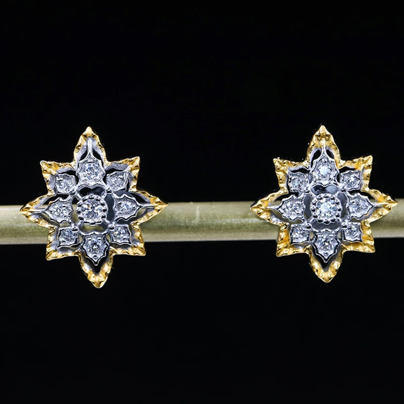 CMajor S925 Стерлинговое Серебро в форме снежинки два тона винтажные подарочные серьги-гвоздики для женщин