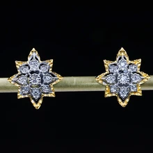 CMajor S925 Стерлинговое Серебро в форме снежинки два тона винтажные подарочные серьги-гвоздики для женщин