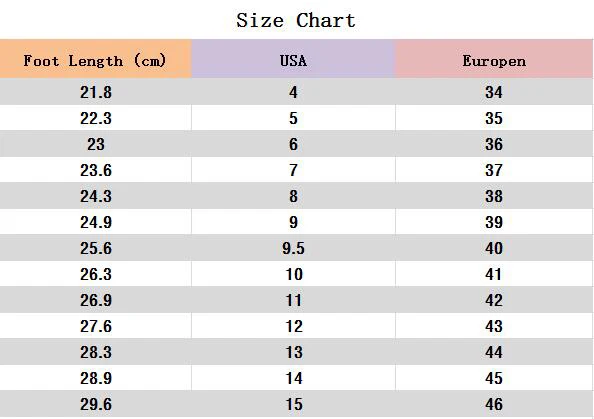 Red Camel Size Chart