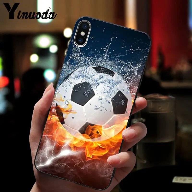 Football Soccer Ball on water burning fire