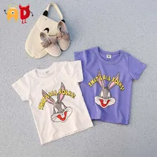 AD милые футболки для детей 2-7 лет хорошо сделанные качественные футболки для мальчиков и девочек с принтом «Кролик» детская одежда детские футболки с принтом «Миньоны»