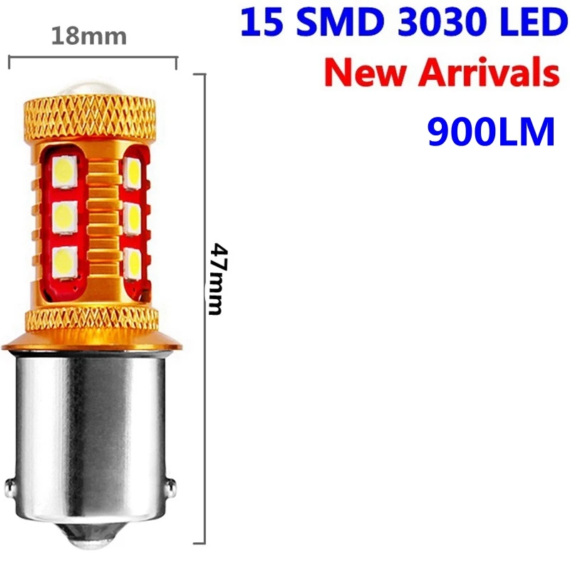 2 шт. 1156 7506 P21W BA15S R5W супер яркий 2000LM 3030 светодиодный автомобильный лампы стоп сигнала Авто обратная лампа поворотники дневные ходовые огни - Испускаемый цвет: 15 SMD 3030 LED