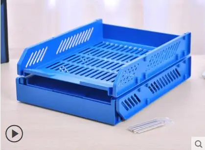 Office supplies file stand three layers of plastic horizontal file rack multi-layer data collection box free shopping