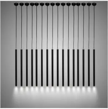 

Modern Black LED Dining Room Pendant Lamp Simple Creative Aluminum Hanging Light Cylindric Pipe Bar engineering Lamp