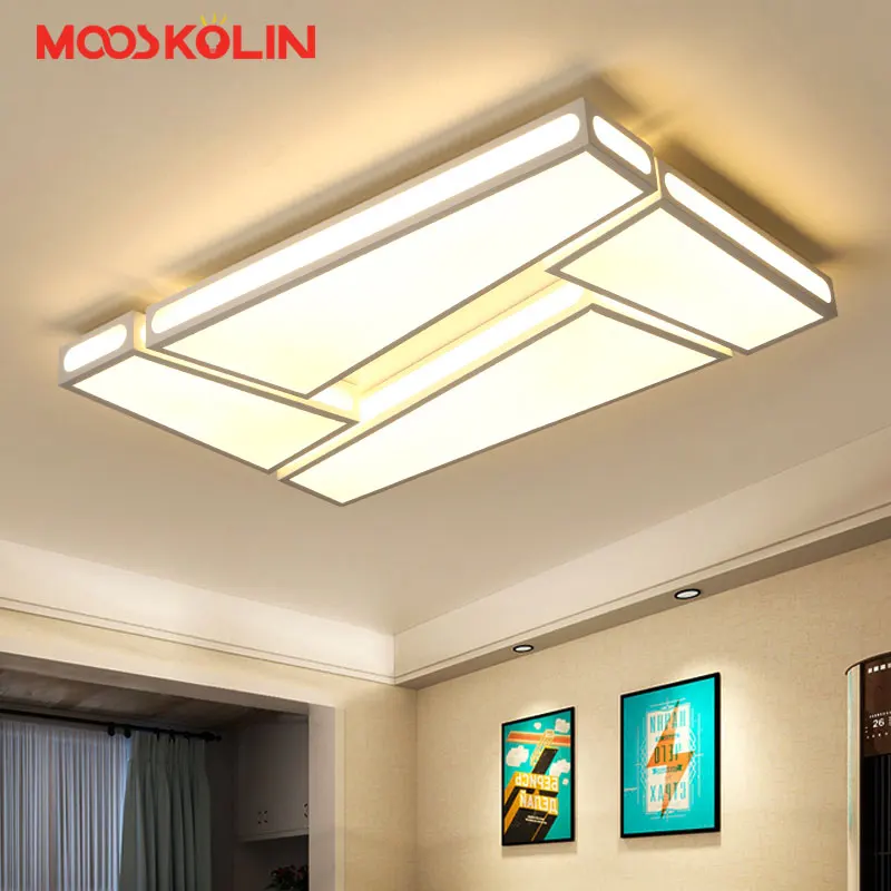 

Minimalist Rectangle Modern Led Ceiling Lights For Living Room Bedroom Black/White Chandelier Ceiling Lamp Fixtures Luminaria