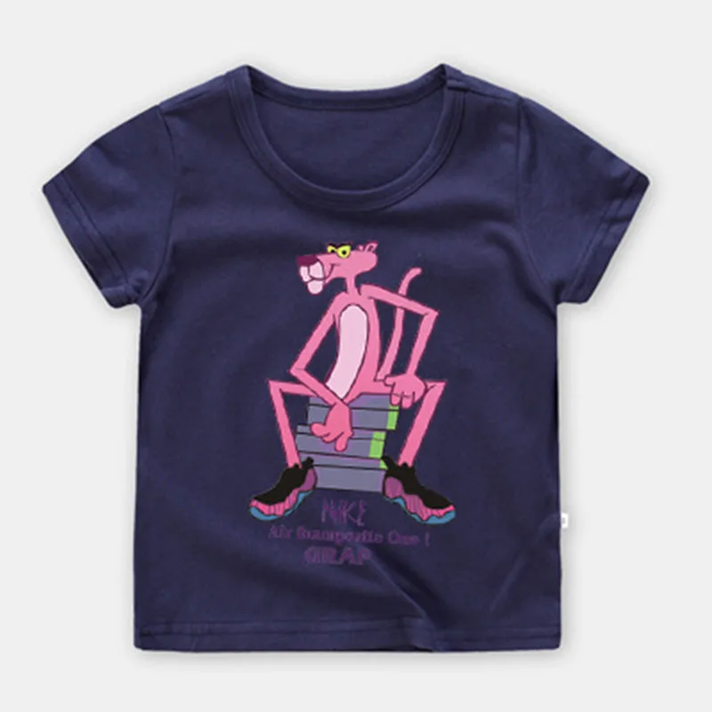 Moggi Cat 2019 Summer Boys Clothes Sport Suit Pink Panther Short Sleeve Children's Clothing Top Tee Boys Girls Clothes (2)