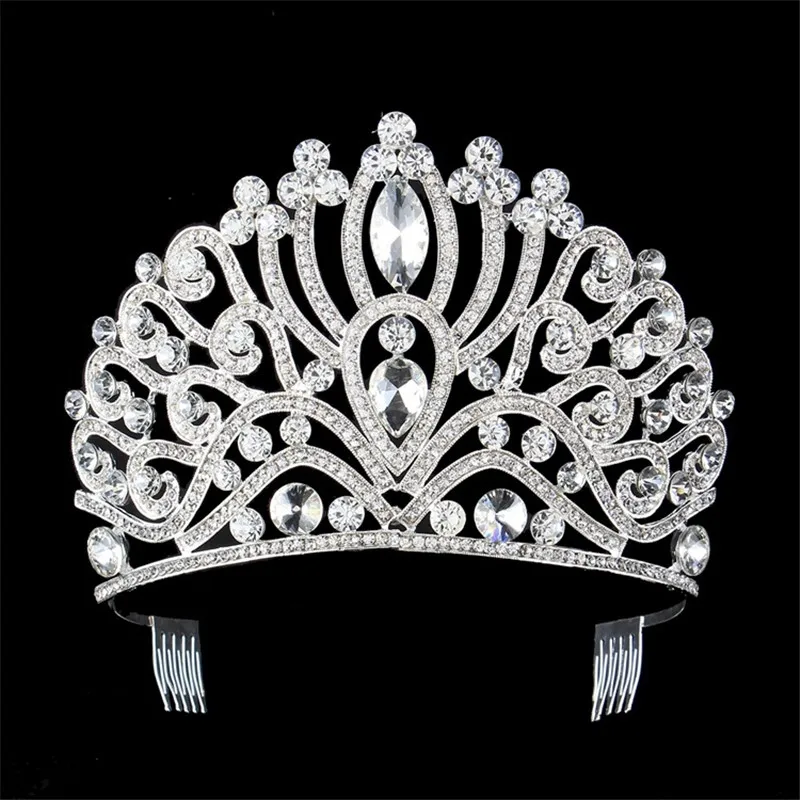 

2017 European Bride Headdress Cystal Silver Crown Wedding Hair Jewelry Princess Hair Comb Wedding Accessories Crown FN-G059