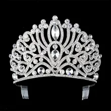 2017 European Bride Headdress Cystal Silver Crown Wedding Hair Jewelry Princess Hair Comb Wedding Accessories Crown FN-G059