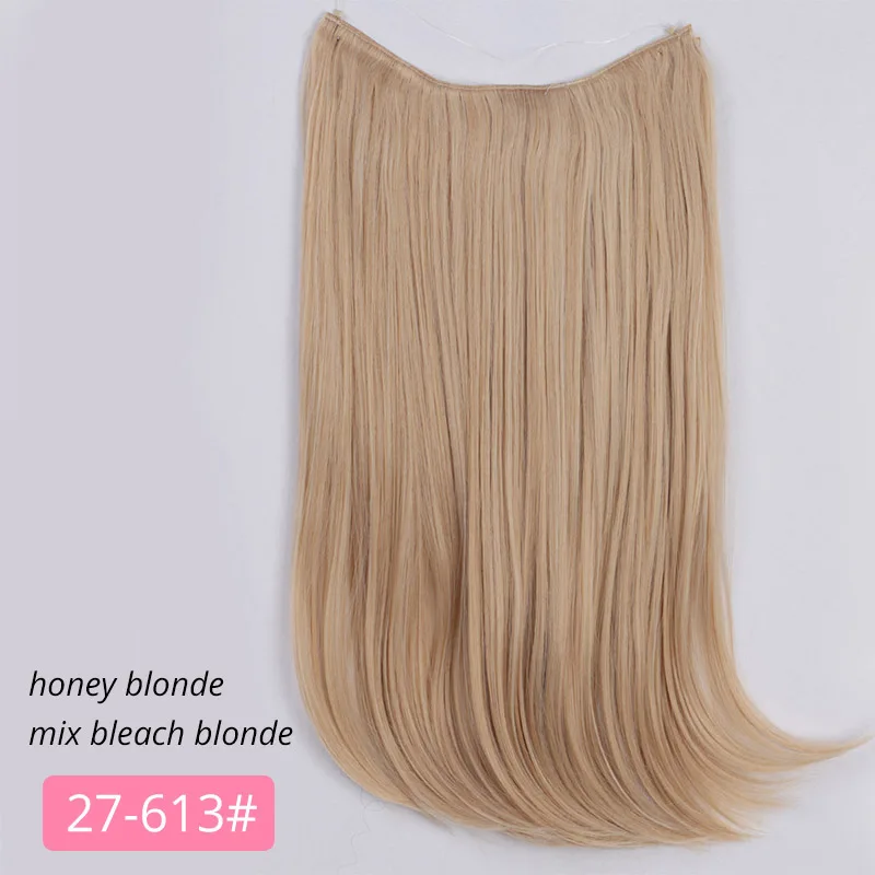AISI BEAUTY, Длинные Синтетические волосы для наращивания, прямые, потайная Рыбная линия, невидимая проволока, без зажимов, натуральный, черный, блонд, 613 цветов - Цвет: 27-613