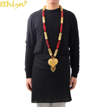 

Ethlyn Tunisia Trendy Jewelry Unisex Gold Color Big Long Chunky Beads Tunisian Necklace Pendants Party Wedding Chain S285