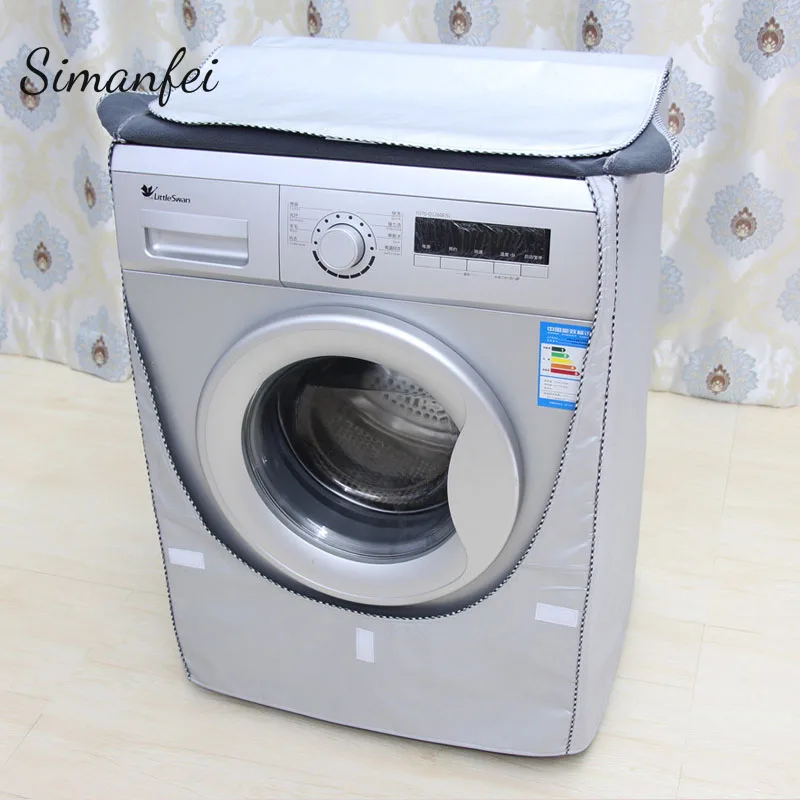 

Simanfei Washing Machine Cover Waterproof Case Home Sunscreen Laundry Dryer Polyester Silver Coating Roller Dustproof Covers