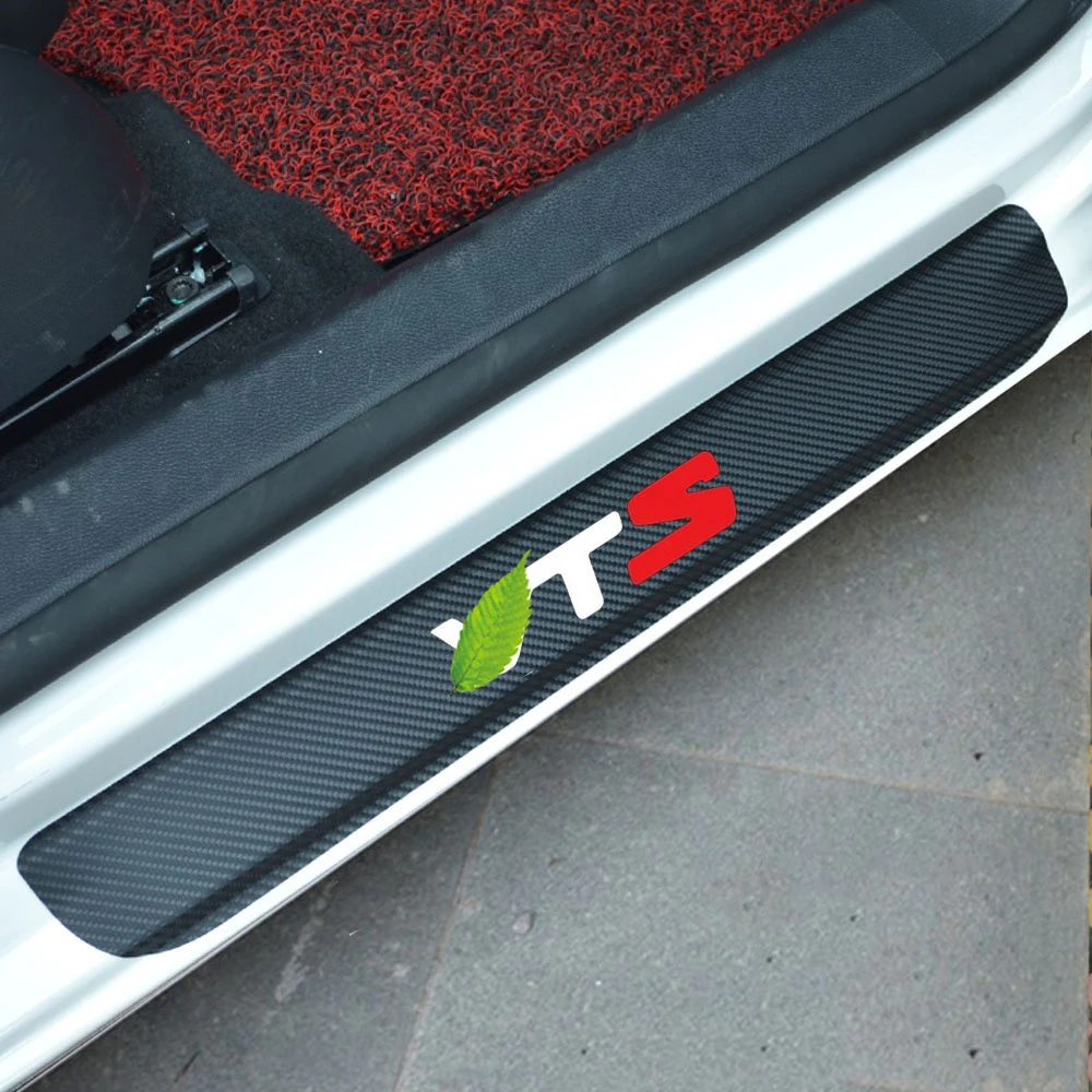 

Door Stickers Carbon Fiber Car Scuff Plate sticker with VTS logo Vinyl Decal sticker protector For Citroen C4 C3 C5 C6 C8 XSARA