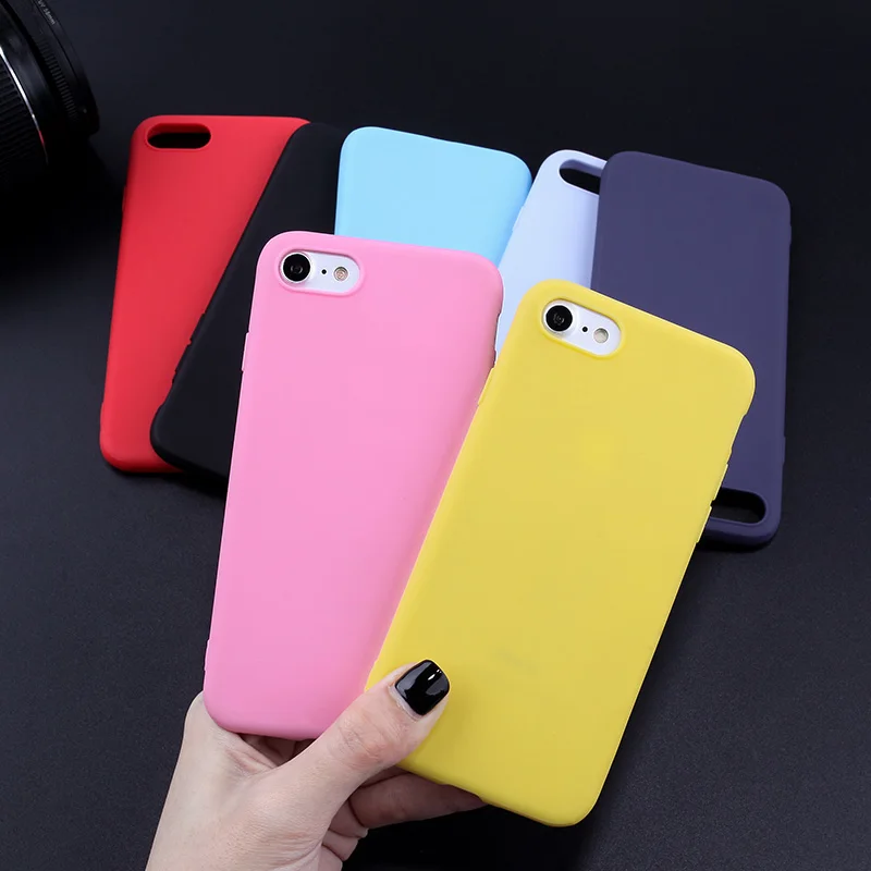 

Candy Color TPU Case For iPhone 7 8 Plus X XR XS Max 6 6S 5 5S SE Luxury Matte Silicone Solid Color Soft TPU Phone Case Cover