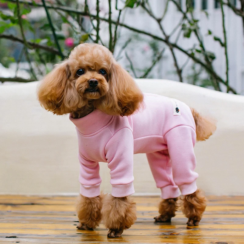 Одежда для собак осень/зима теплые бархатные комбинезоны для женщин маленькие собаки защищают живот мягкие пижамы пальто с высоким горлом чихуахуа