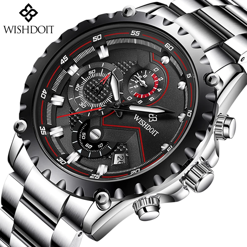 

WISHDOIT Watch Men Fashion Sport Quartz Clock Mens Watches Top Brand Luxury Steel Business Waterproof Watch Relogio Masculino