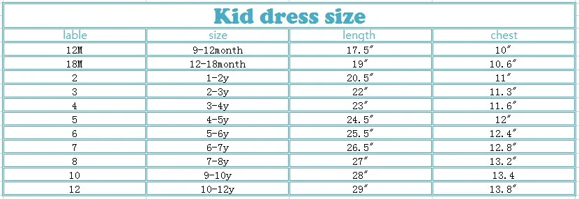 kid dress size