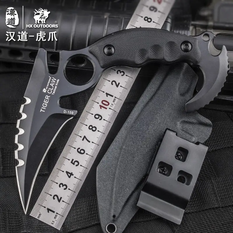HX нож с тигром на открытом воздухе D2 лезвие G10 Ручка для кемпинга Karambit Прямые ножи
