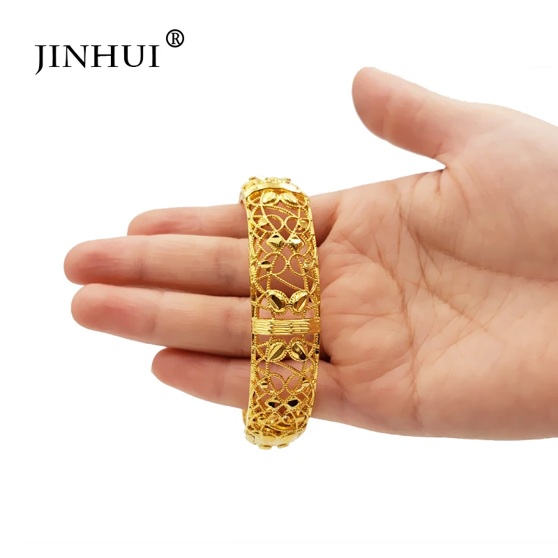

Jin Hui New Fashion Gold Color Wedding Bangles for Women Bride Can OPen Bracelets Ethiopian/france/African/Dubai Jewelry gifts