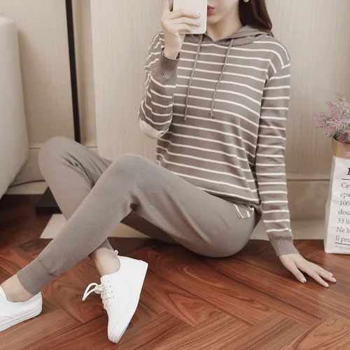 woman suit 2018 spring and autumn new fashion temperament long-sleeved clothes + casual slim trousers wild two-piece trend Women's Sets