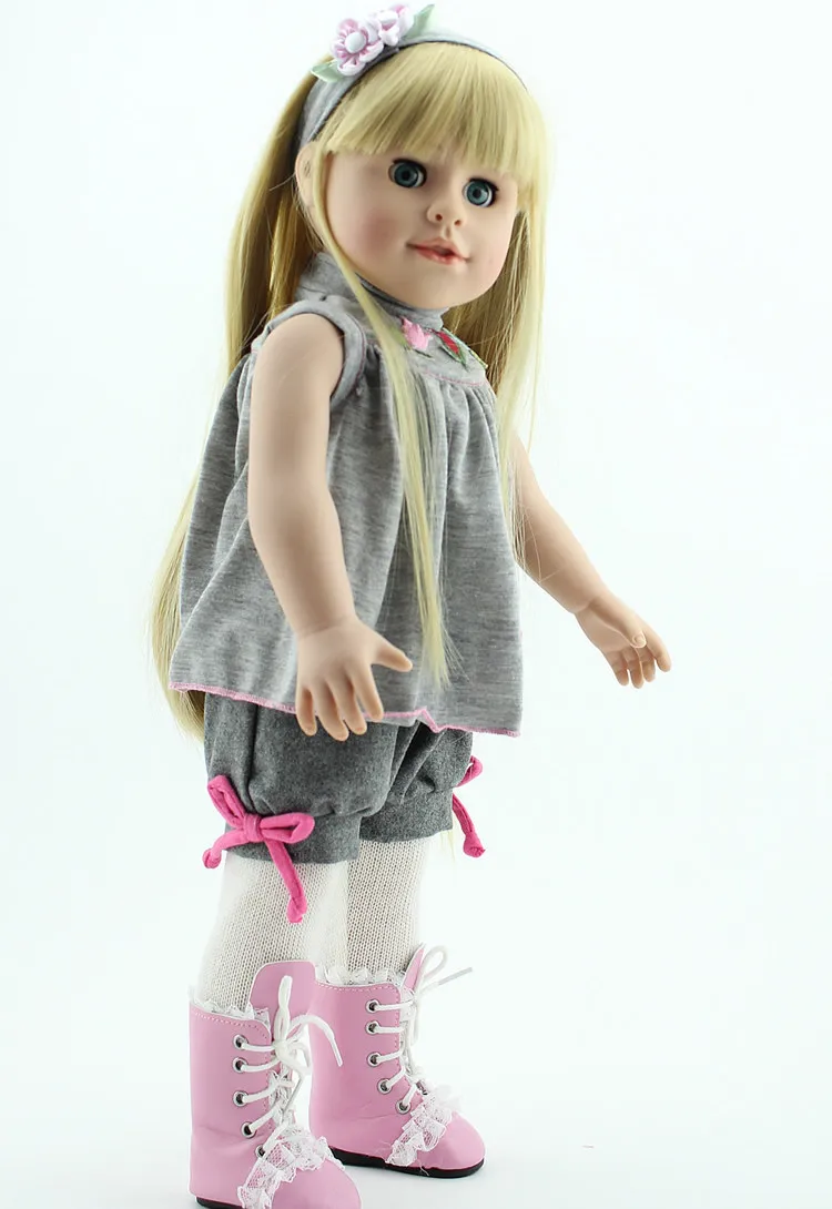 Американская принцесса блонд, длинные прямые волосы, куклы для девочек, 18 дюймов, куклы для новорожденных, ручная работа, игрушки для новорожденных