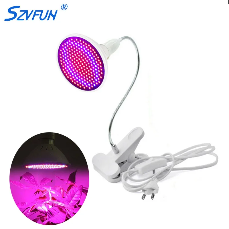 

Led Grow Light E27 200 Led Indoor Vegetable Greenhouse Hydroponics Plant Light AC85-265V Led Plant Growing Lamp Desk Holder Clip