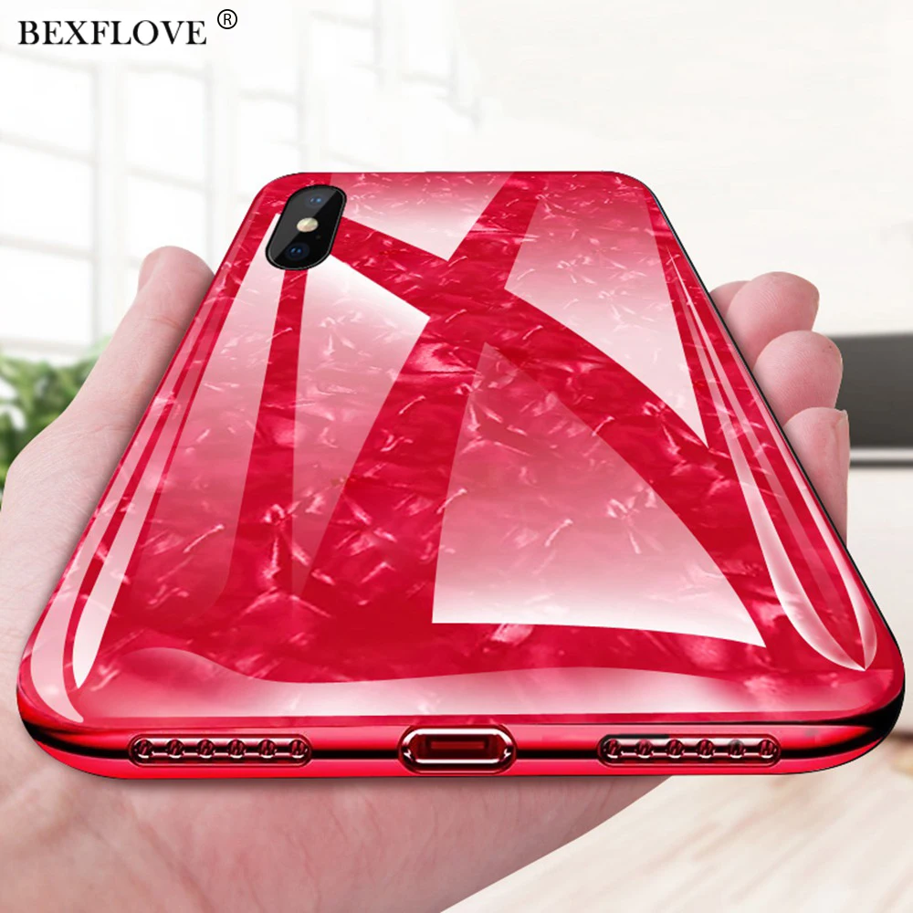 

Conch Shell Case For iPhone 8 Plus Case Tempered Glass Hard Cover For iPhone X Case For iPhone 7 8 6 6S Plus 7Plus 8 Plus 6 Plus