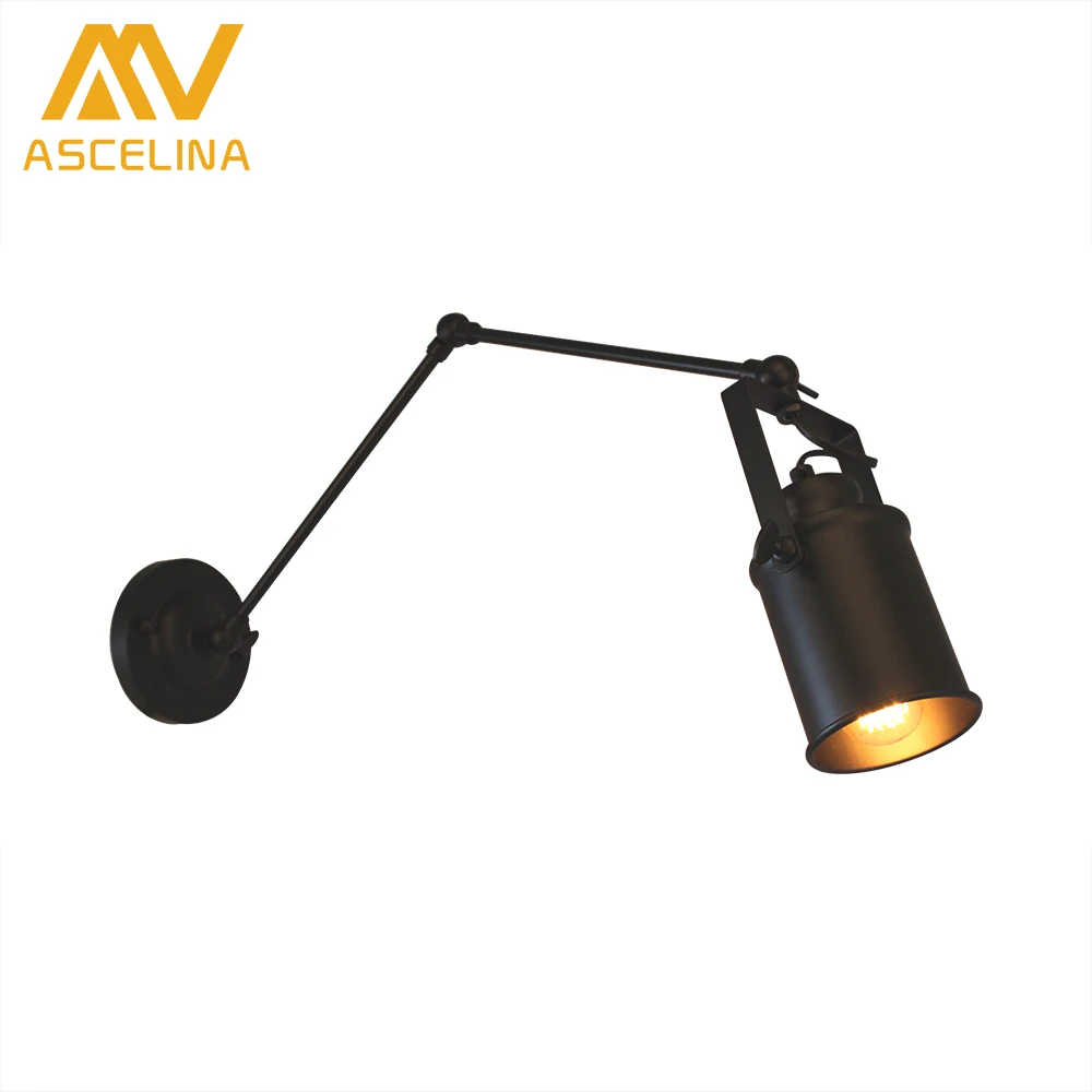 Beste Amerikaanse Loft Wandlamp ASCELINA Lange Swing Arm Muur Lampen Verstelbare Metalen Led Wandlamp home verlichting voor Slaapkamer Restaurant