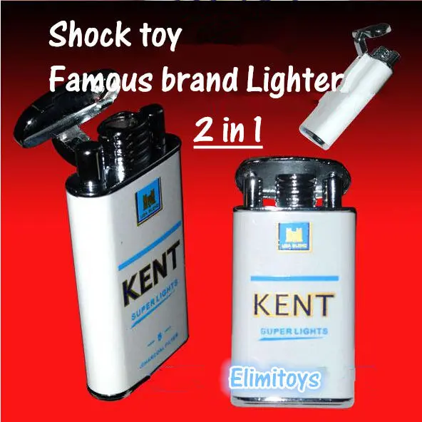 Luxury Cigarette Brand Creative Electric Shock Toy Lighter 2in1 Novelty Electric Joke Gifts Men