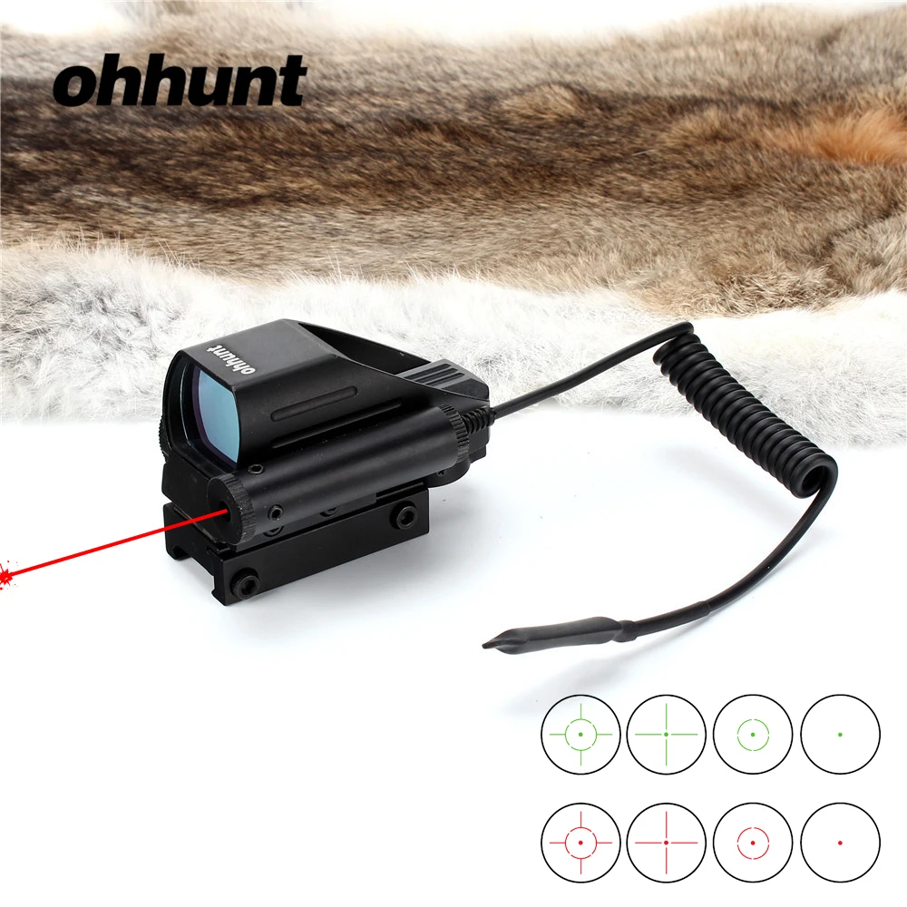 ohhunt Tactical Holographic Reflex Red Green Dot Sight Scope 4 Reticle & Red Laser Hunting Sight ohhunt Tactical Holographic Reflex Red Green Dot Sight Scope 4 Reticle & Red Laser Hunting Sight