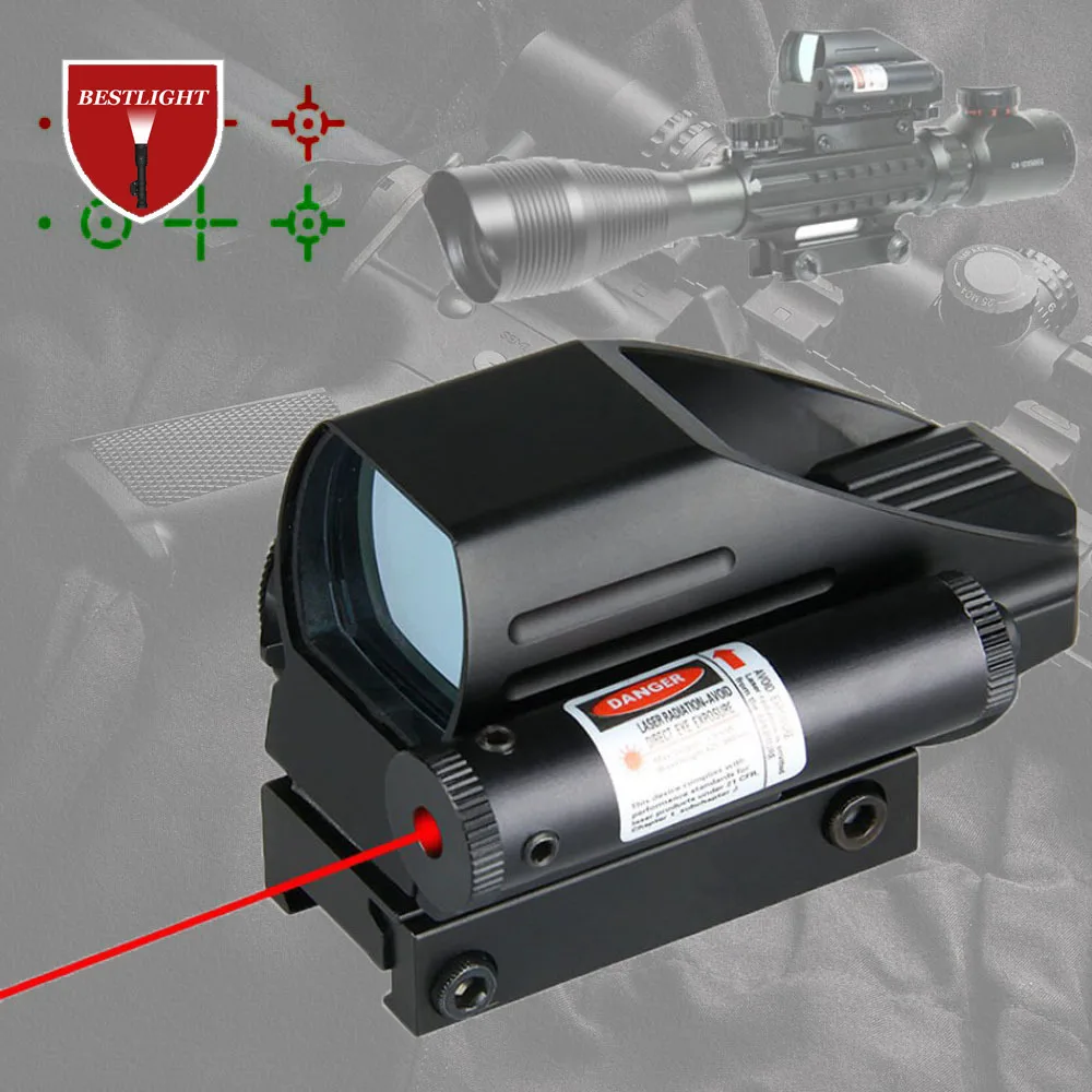 

Tactical Reflex Red/Green Laser 4 Reticle Holographic Projected Dot Sight Scope Airgun Rifle sight Hunting Rail Mount 20mm