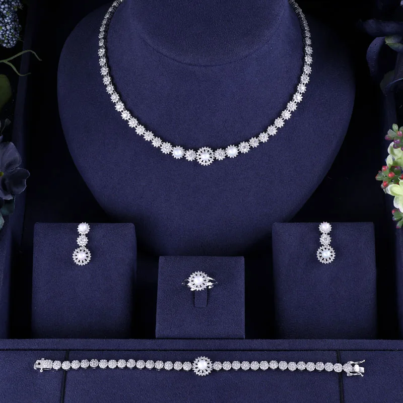 

jankelly Hotsale African 4pcs Bridal Jewelry Sets New Fashion Dubai Full Jewelry Set For Women Wedding Party Accessories Design