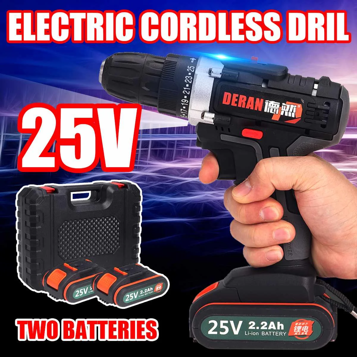 25V Cordless Electric Screwdriver Impact Driver 3/8'' Rechargeable Li-ion Batteries Drill Install Home Power Tools Double Speed 25V Cordless Electric Screwdriver Impact Driver 3/8'' Rechargeable Li-ion Batteries Drill Install Home Power Tools Double Speed