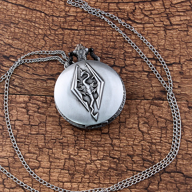 Уникальные серебряные карманные часы для часов Skyrim мужские косплей скульптура