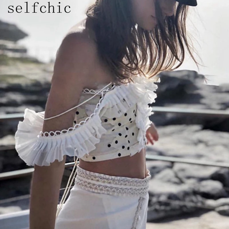 

White Camis Runway 2019 Summer Women Sexy Spaghetti Strap Polka Dot Tops
