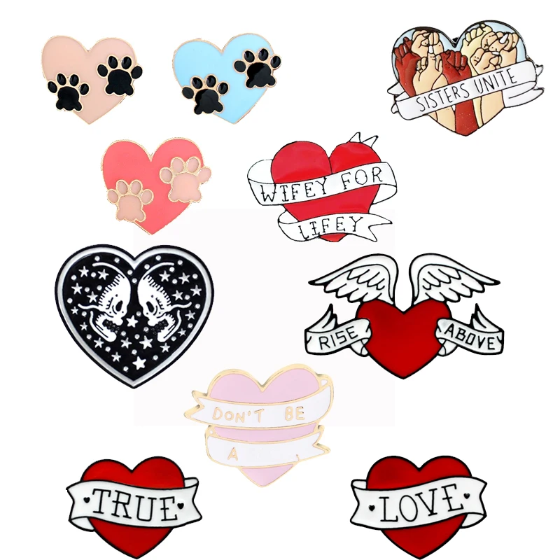 

New winged love and dark love cat claw love collection, children cute cartoon brooch badge denim clothes pendant jewelry