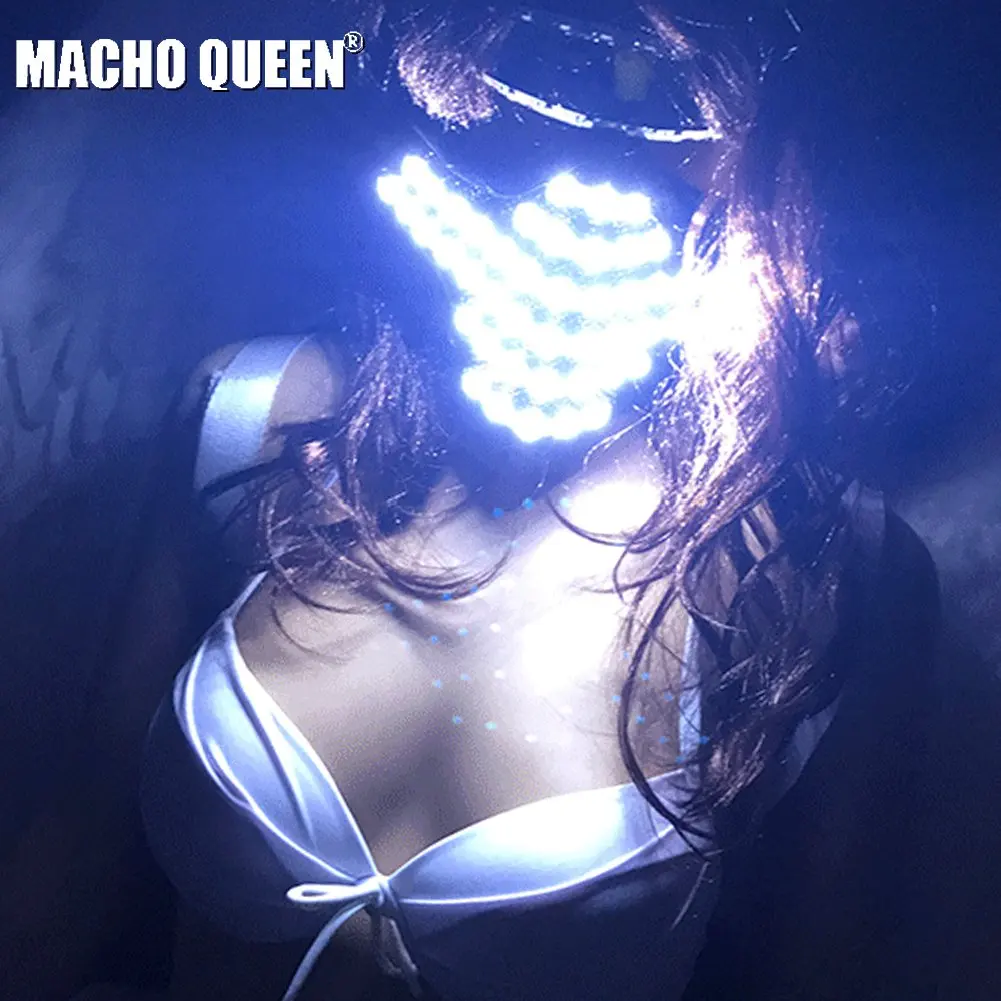 

Burning man Costume Festival LED RGB Mutilcolor Light Mask Hero Face Guard DJ Mask Party Halloween LED Colorful Masks for show