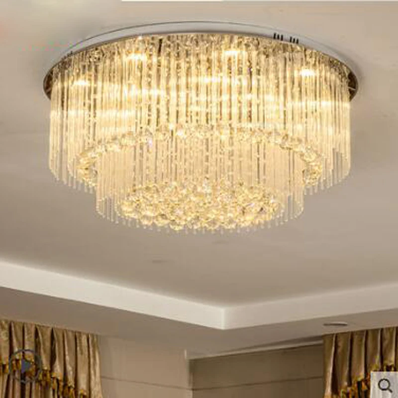 

Crystal lamp round living room lighting atmosphere Room master bedroom light ceiling lamp Restaurant lights modern minimalist