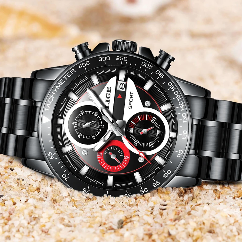 relogio masculino LIGE Mens Watches Top Brand Luxury Fashion Business Quartz Watch Men Sport Leather Waterproof Black Clock