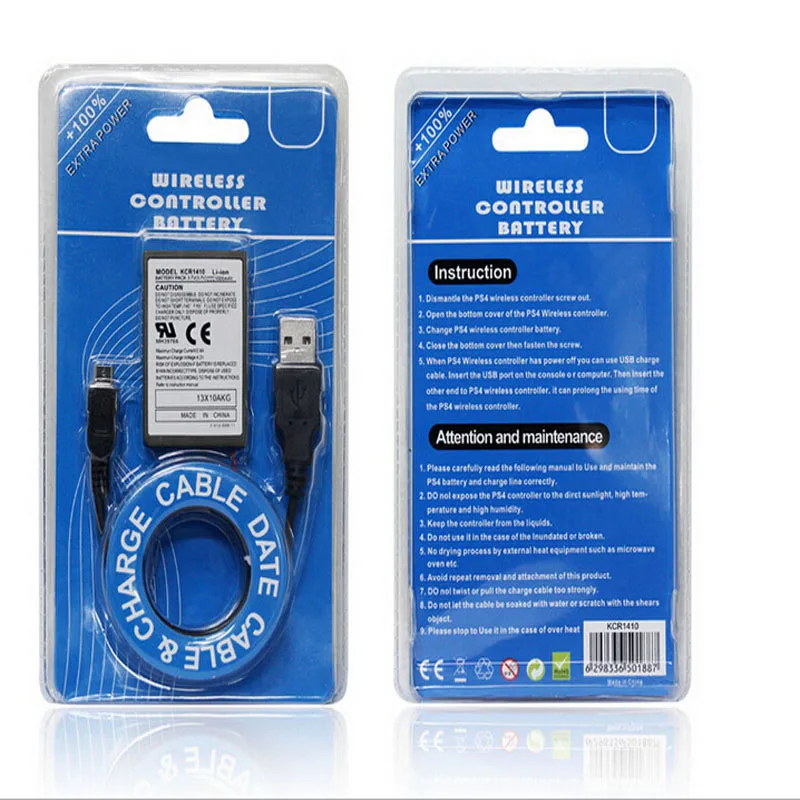 Rechargeable Battery Pack USB Charging Cable Power Cord Charger for Sony Playstation Dualshock 4